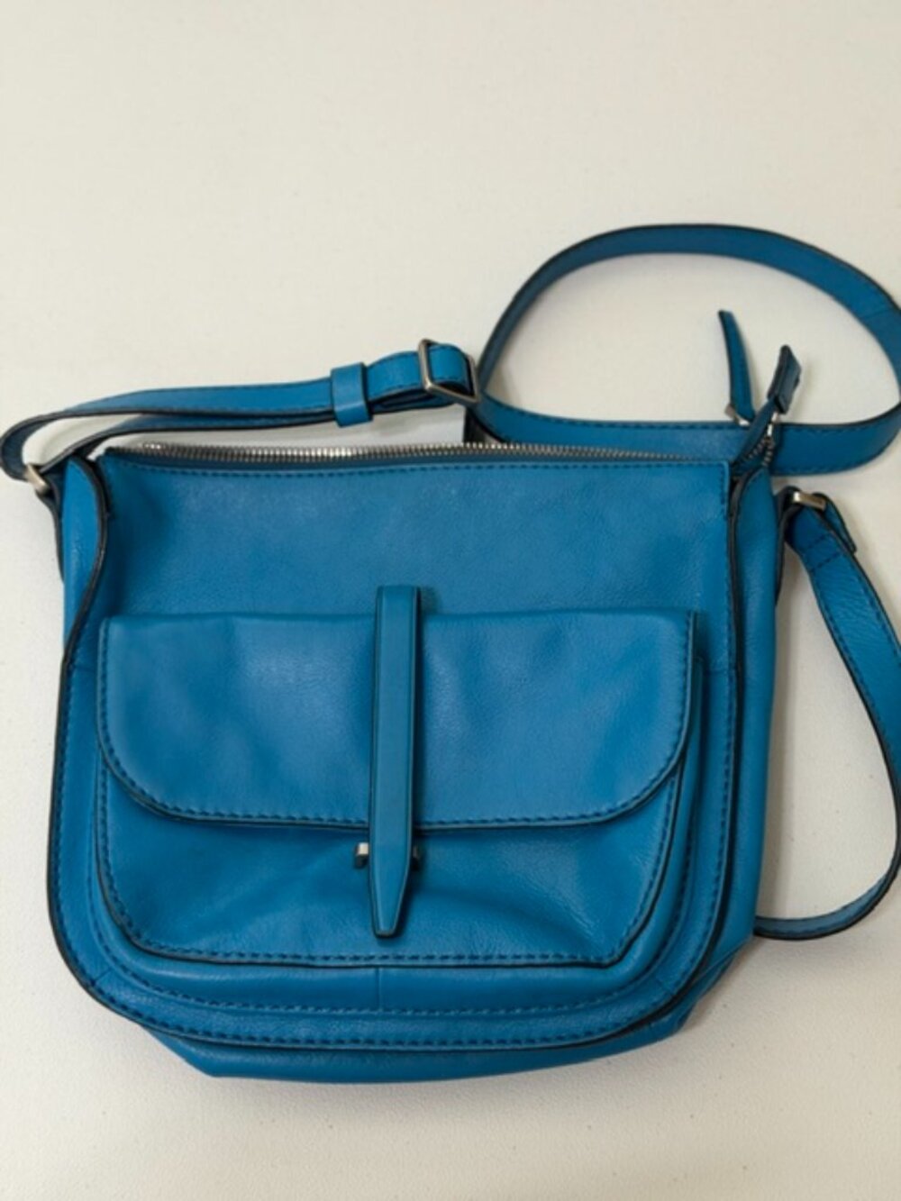 Fossil Blue Leather Crossbody Purse